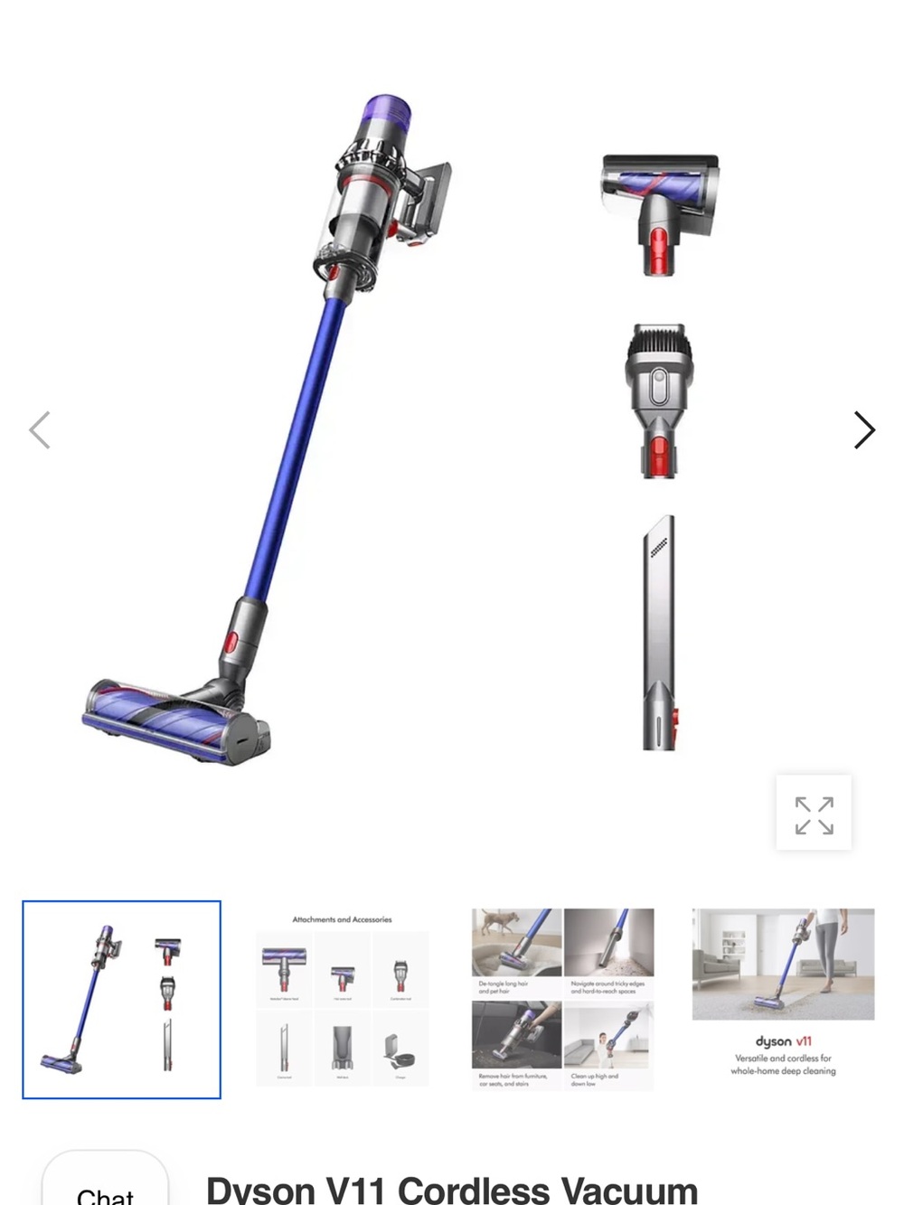 Dyson Cordless Vacuum in Blue, Purple, Silver and Red Accents